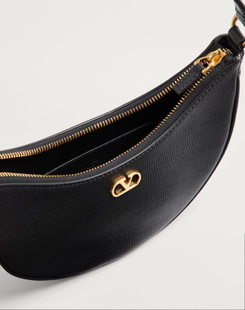 Valentino Garavani - Vlogo Signature Mini Hobo Bag In Grainy Calfskin - Black - Woman - Shoulder Bags